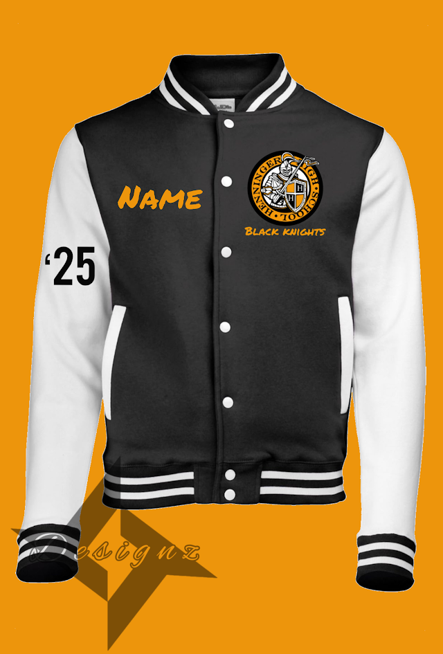 HENNIGER BLACK KNIGHTS Varsity Jacket (cotton) (Name and graduation year included)